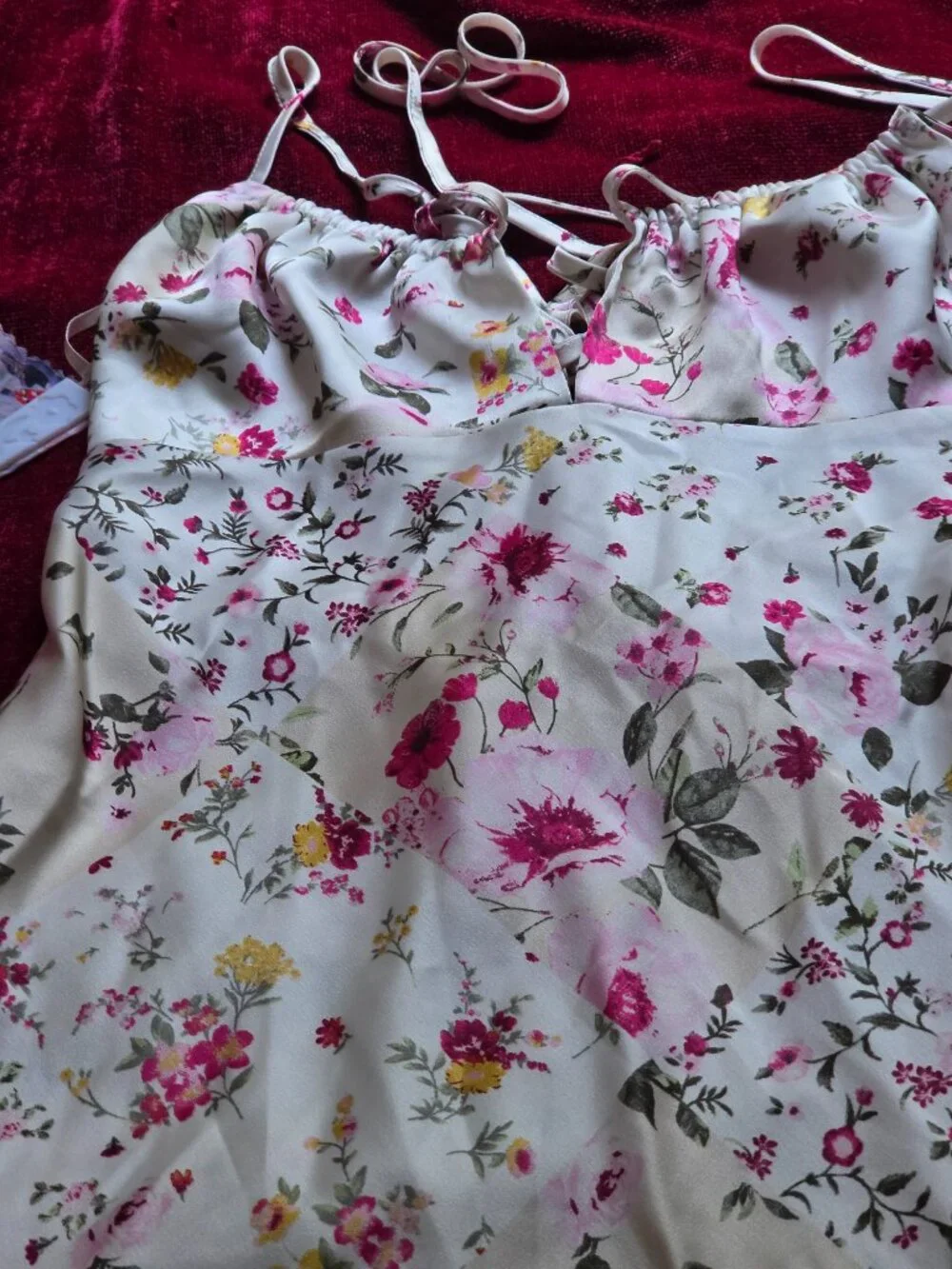 STUNNING SILKY SOFT FLORAL RUFFLE CORSET DRESS SIZE M-L